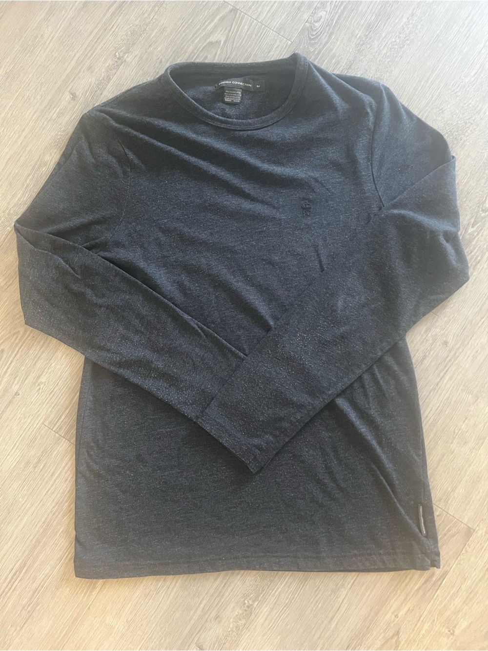 French Connection Charcoal Heather Crew Neck Sweater Men's Long Sleeve Pullover